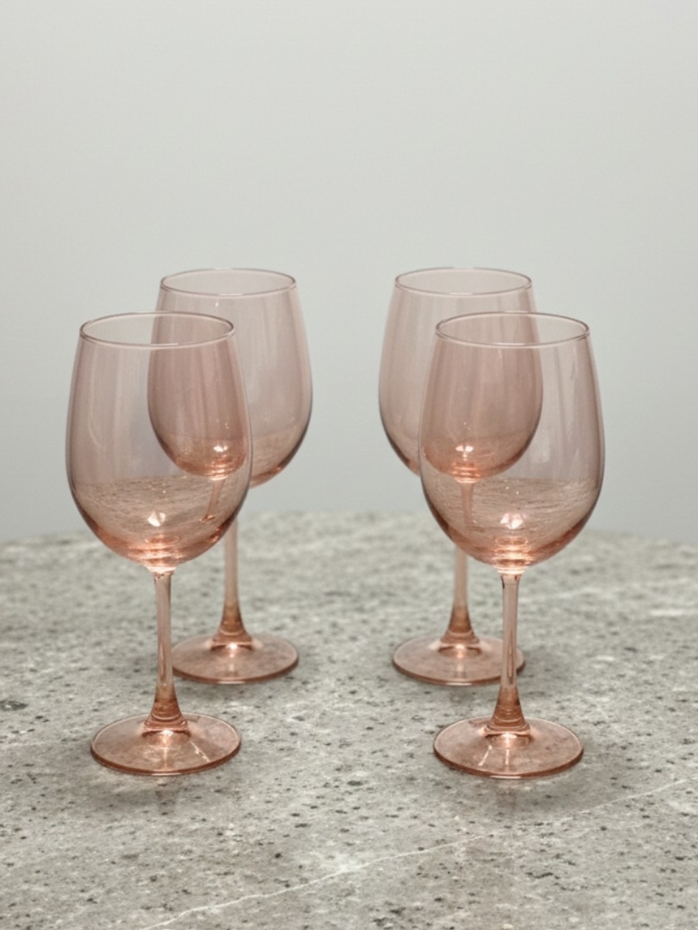 Set of 4 Blush Pink Wine Glasses - Elegant Stemware